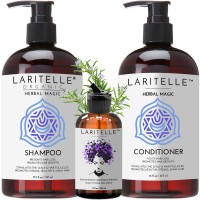 Laritelle Organic Hair Care Set Herbal Magic: Shampoo 17.5 oz + Conditioner 16 oz + Bonus Post-Shampoo Hair Strengthening Treatment 